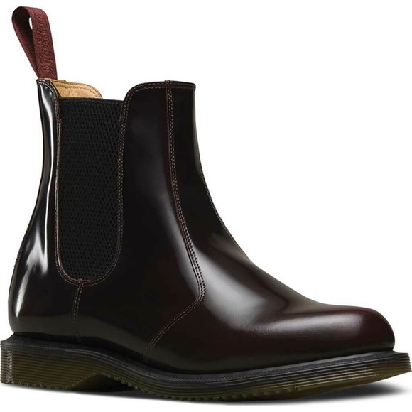 Shoes - Women's Dr. Martens Flora Chelsea Boot, Cherry Red Arcadia, Size 11